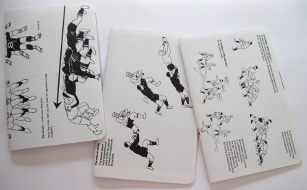 Recycled notebook made from an outdated rugby manual